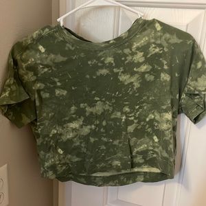 Camo kids cropped green t-shirt